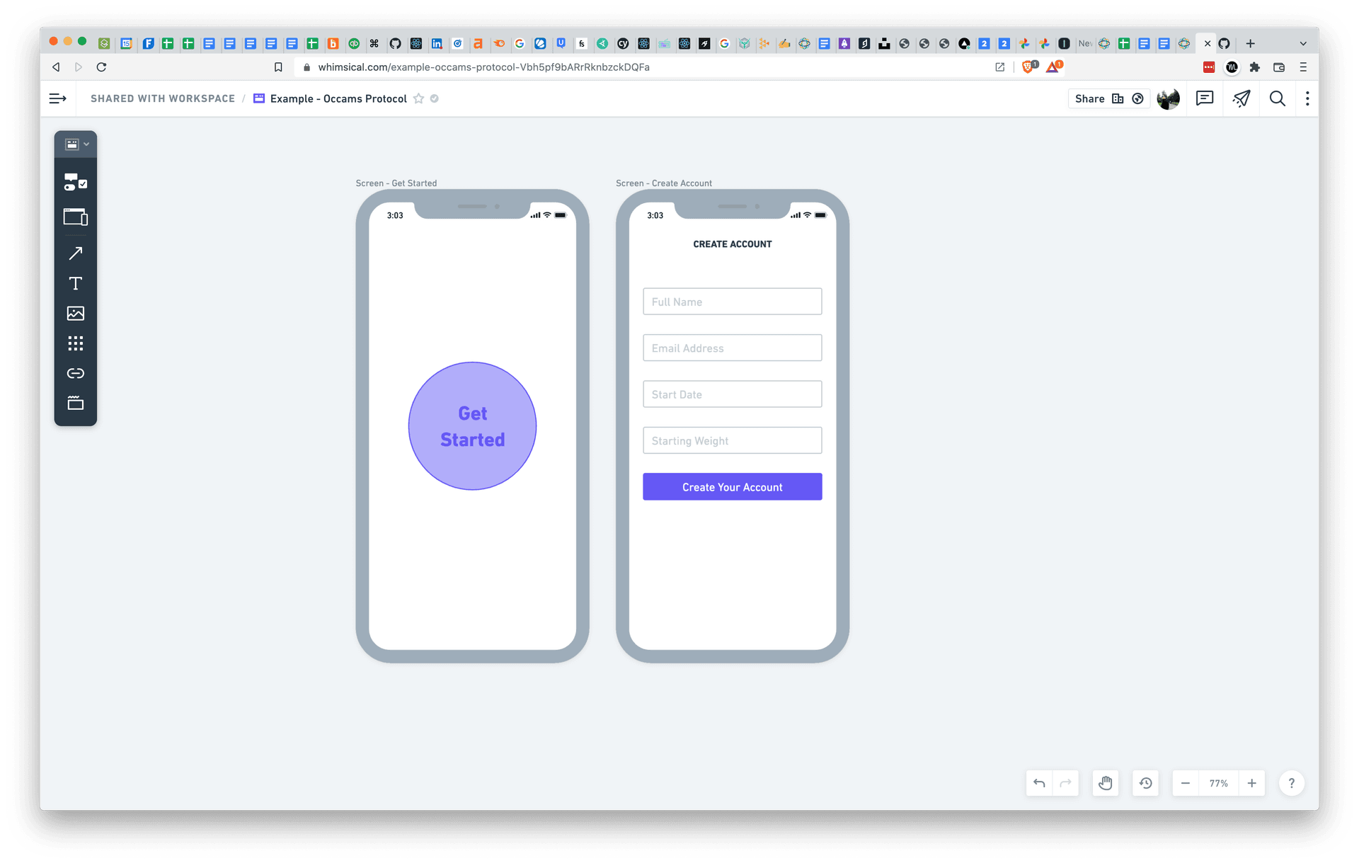 Create Account Wireframe